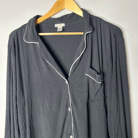 Eberjey Gisele Tencel Modal Sleepshirt Top Button‎ Down Women’s Large Black Cozy - Picture 6 of 9